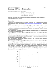 Looking at Data – Relationships Math 311.01, Winter 2003  Lab 3