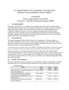U.S. DEPARTMENT OF ECONOMIC AFFAIRS (DEC) PROJECT MANAGEMENT OFFICE (PMO) CHARTER