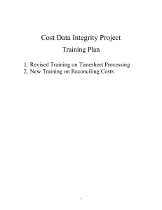 Cost Data Integrity Project  Training Plan