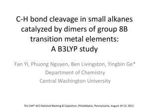 C-H bond cleavage in small alkanes transition metal elements: A B3LYP study