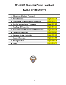 2014-2015 Student &amp; Parent Handbook  TABLE OF CONTENTS