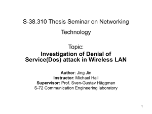 S-38.310 Thesis Seminar on Networking Technology Topic: Investigation of Denial of