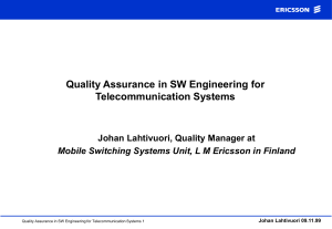 Quality Assurance in SW Engineering for Telecommunication Systems