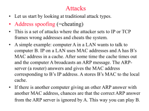 Attacks • Address spoofing (=cheating)