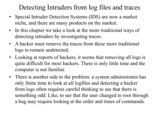 Detecting Intruders from log files and traces