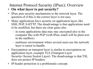 Internet Protocol Security (IPsec): Overview On what layer to put security?
