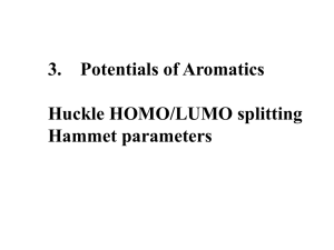 3. Potentials of Aromatics Huckle HOMO/LUMO splitting Hammet parameters