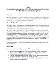 FRWA Example Cross-Connection Control Program Plan and Resolution Contents