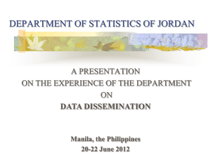 DEPARTMENT OF STATISTICS OF JORDAN A PRESENTATION ON