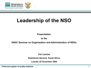 Leadership of the NSO Presentation to the