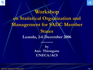 Workshop on Statistical Organization and Management for SADC Member States