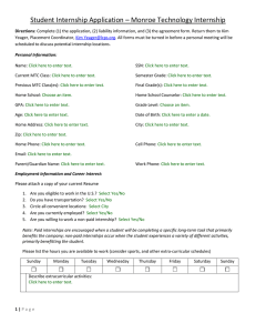 Student Internship Application – Monroe Technology Internship