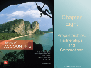 Chapter Eight Proprietorships, Partnerships,