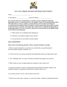 2014-2015 BRHS SENIOR INFORMATION SHEET