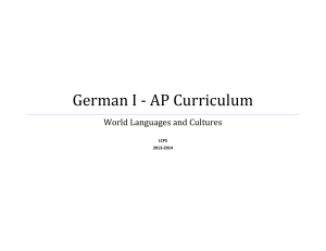 German I - AP Curriculum World Languages and Cultures  LCPS