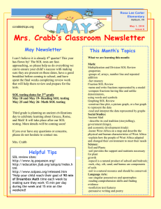 Mrs. Crabb’s Classroom Newsletter May Newsletter