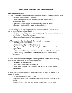 Fourth Grade Nine Week Plans ~ Fourth Quarter  Reading/Language Arts