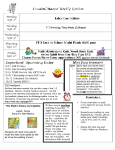Lowden/Mazza Weekly Update  PTO Back to School Night Picnic (6:00 pm)