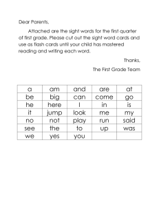 Dear Parents,  Attached are the sight words for the first quarter