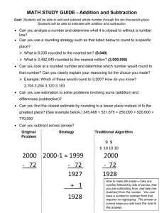 MATH STUDY GUIDE - Addition and Subtraction