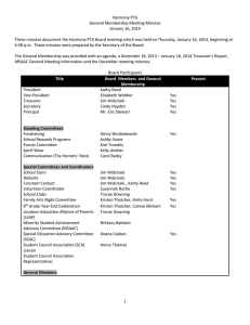 Harmony PTA General Membership Meeting Minutes January 16, 2014