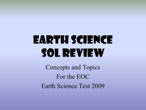 EARTH SCIENCE SOL REVIEW Concepts and Topics For the EOC