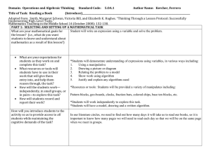 Domain:  Operations and Algebraic Thinking     ... Author Name:   Kercher, Ferrero