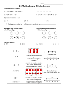 1.5 Multiplying and Dividing Integers