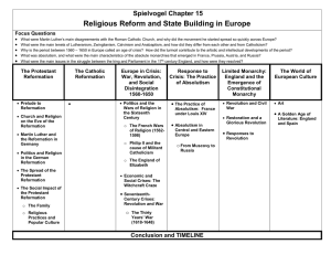 Religious Reform and State Building in Europe Spielvogel Chapter 15  Focus Questions