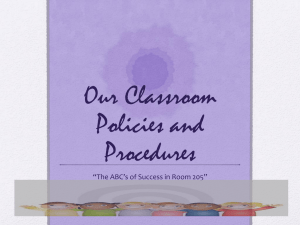 Our Classroom Policies and Procedures “The ABC’s of Success in Room 205”