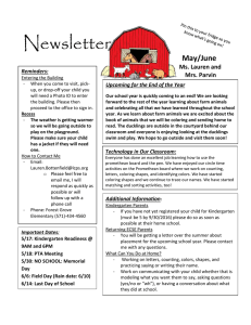 Newsletter  May/June Ms. Lauren and