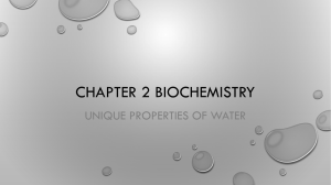 CHAPTER 2 BIOCHEMISTRY UNIQUE PROPERTIES OF WATER