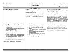 WOODLAND HILLS SECONDARY LESSON PLANS