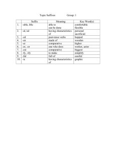 Topic Suffixes  Group: 1 Suffix