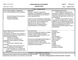 WOODLAND HILLS SECONDARY LESSON PLANS Big Ideas: