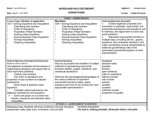 WOODLAND HILLS SECONDARY LESSON PLANS Big Ideas: