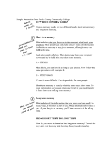 Sample Annotation from Bucks County Community College HOW DOES MEMORY WORK?