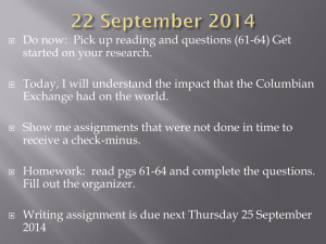 Do now:  Pick up reading and questions (61-64) Get