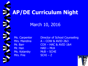 AP/DE Curriculum Night March 10, 2016