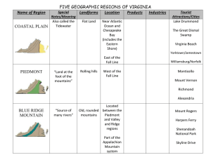 FIVE GEOGRAPHIC REGIONS OF VIRGINIA  COASTAL PLAIN Name of Region