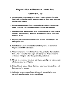 Virginia’s Natural Resources Vocabulary Science SOL 4.9