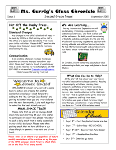 Ms. Carrig’s Class Chronicle Second Grade News We Are Learning...