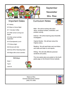 September Newsletter Mrs. Rise Curriculum Notes