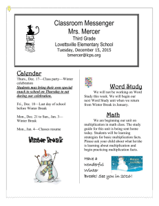 Classroom Messenger Mrs. Mercer  Calendar