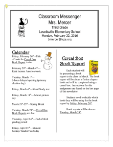 Classroom Messenger Mrs. Mercer  Calendar