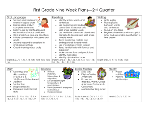 First Grade Nine Week Plans—2 Quarter  nd