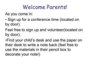 Welcome Parents!