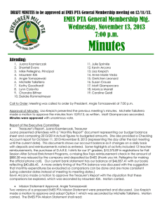 Minutes  EMES PTA General Membership Mtg. Wednesday, November 13, 2013