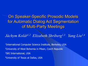 On Speaker-Specific Prosodic Models for Automatic Dialog Act Segmentation of Multi-Party Meetings
