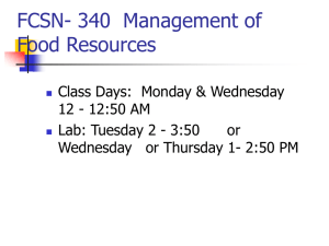 FCSN- 340  Management of Food Resources